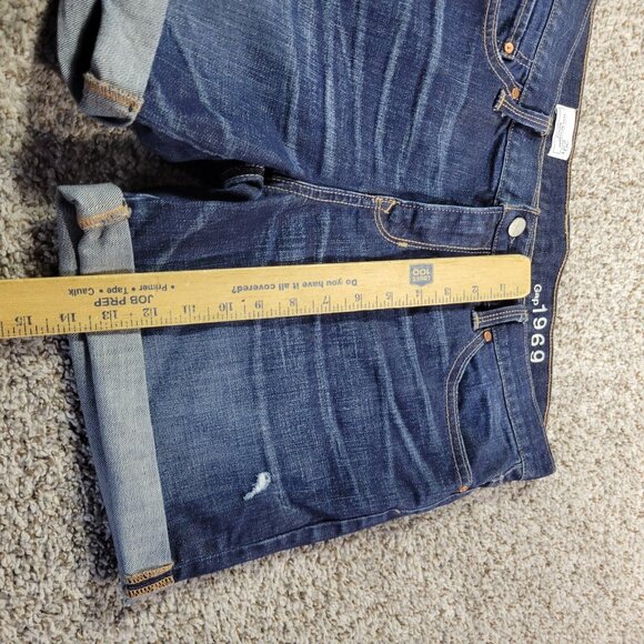 GAP Sexy Boyfriend Denim Shorts Womens 29T Tall Dark Wash Distressed - Picture 4 of 7